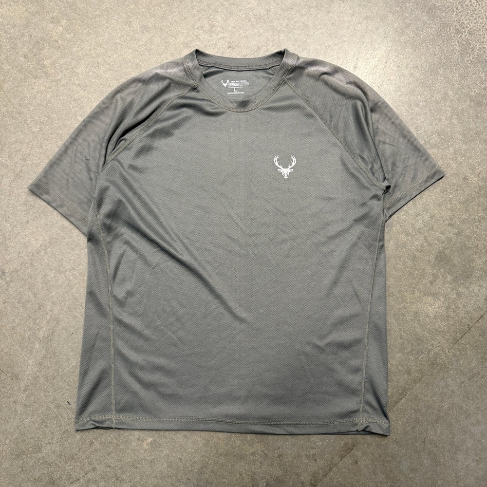 Bucked Up Mens Large Gray Performance Mesh Short Sleeve Active Training T-Shirt